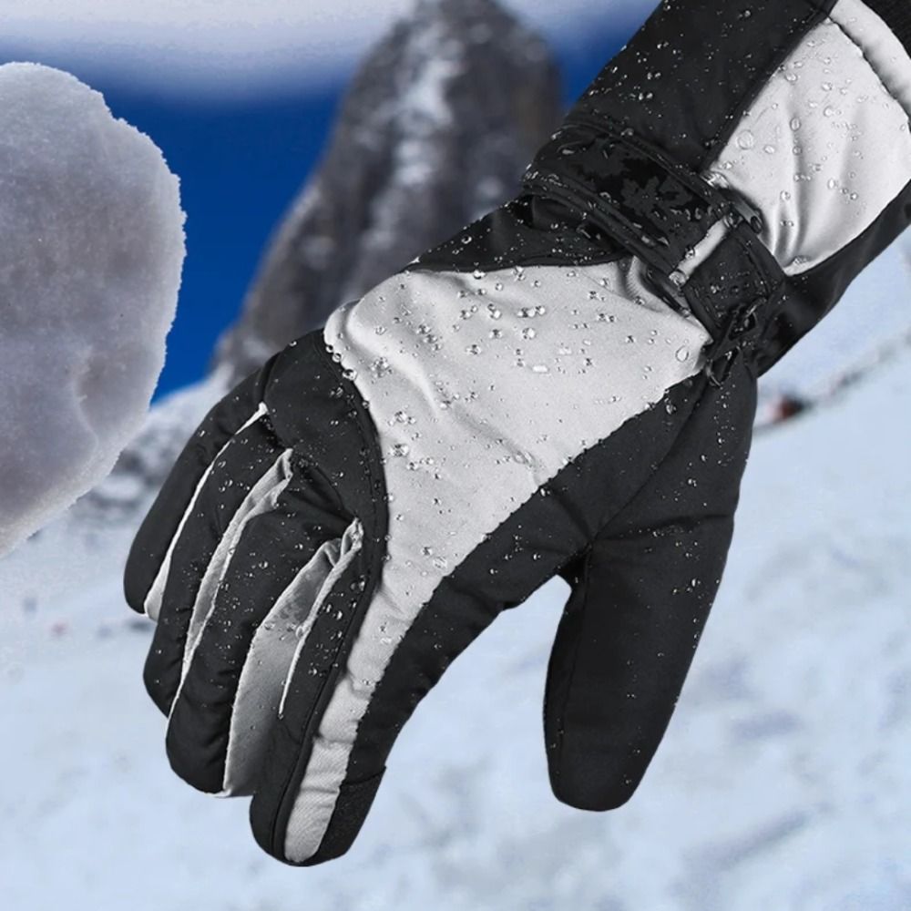 Pair Colorful Full Finger Ski Warm Gloves Touch-Screen Adjustable Snow Warm Gloves Waterproof Windproof Winter Warm Gloves Outdoor Sports