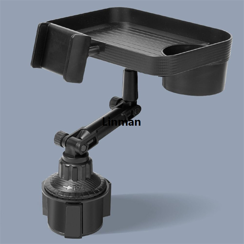 Linman Car Food Tray Universal Foldable Car Dining Plate With Cup HolHot Selling der Phone Bracket Storage Tray Snacks Drinks Mobile Phone Junna