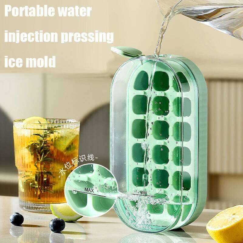 8Grid Portable Water Injection Food Grade Silicone Press Type Mold DIY Maker Ice Cube Tray