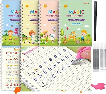 4 PCS Sank Magic Practice Copybook English for Kids Reusable Magical Copybook