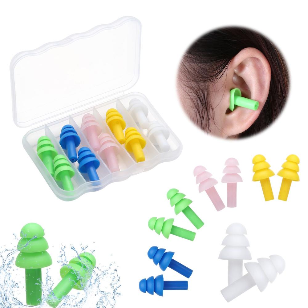 5Pairs Soft Washable Comfort Waterproof Noise Ear Plugs Sleep Ear Plugs Silicone Ear Plugs Silicone Earplugs