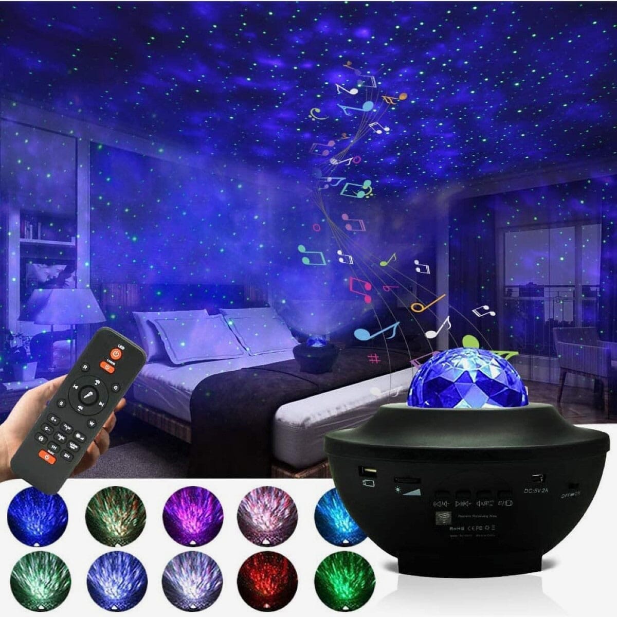 LED Galaxy Projector Light Bluetooth Remote Control With Mp3