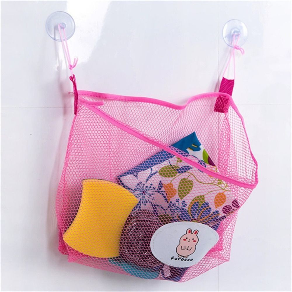 New Nylon Storage Hanging Bag Eco-Friendly Waterproof Sand Toys Organizer Cartoon Suction Cup Mesh Bag Bathroom