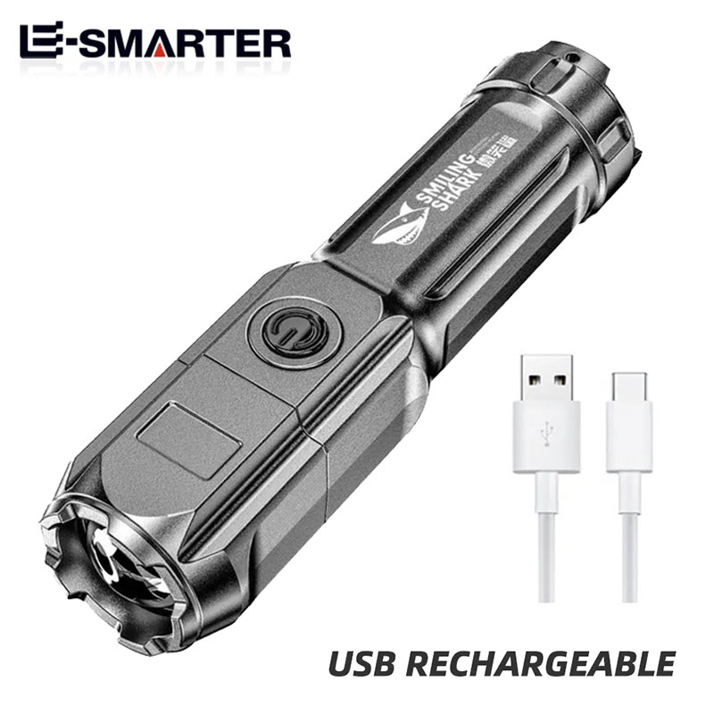 New style Powerful LED Flashlight Telescopic Zoom Strong Light Tactical Torch Portable Spotlight Long-Range Flood Camping Flashlights