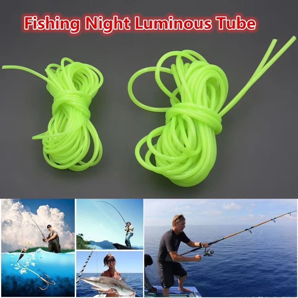 New 0.8/1/1.5/2mm Luminous Fishing Hose Silicone Hook Line Glow Anti Rig Tube Green Fish Tackle Tools Deep Sea Fishing