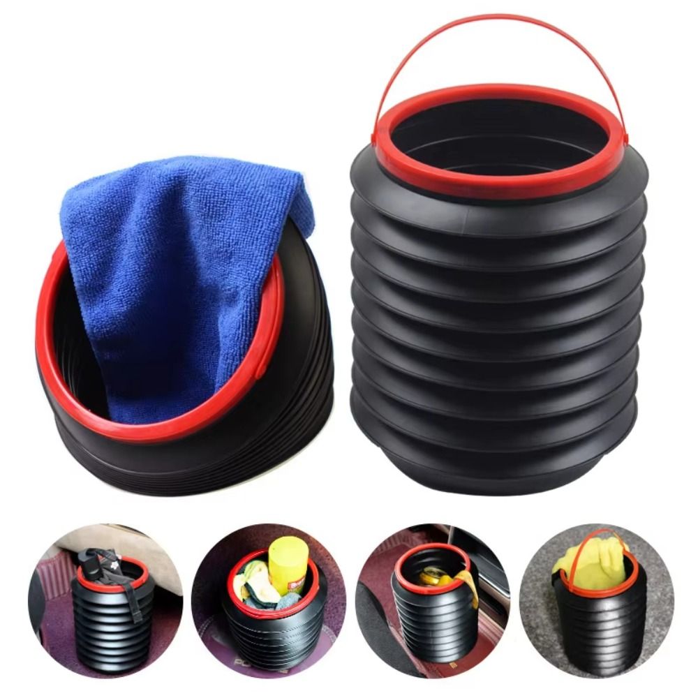 Durable Foldable Car Trash Can Mini Retractable Garbage Storage Box 4L Portable Folding Bucket Auto Interior Accessories