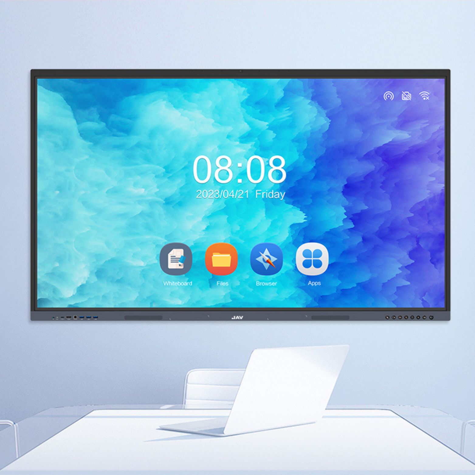 75" JAV Interactive Smart Board H12S-2, RAM 16G+ROM 256G,48 MP camera, 8 Array Microphone, 3588 Chipset, octa-core CPU, Android 13.0, Support up to 50 Touch Points