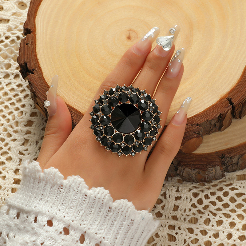 Unique Boho Crystal Stone Ring Big Round Rings For Women Vintage Female Wedding Party Jewelry Birthday Gift Cuilei