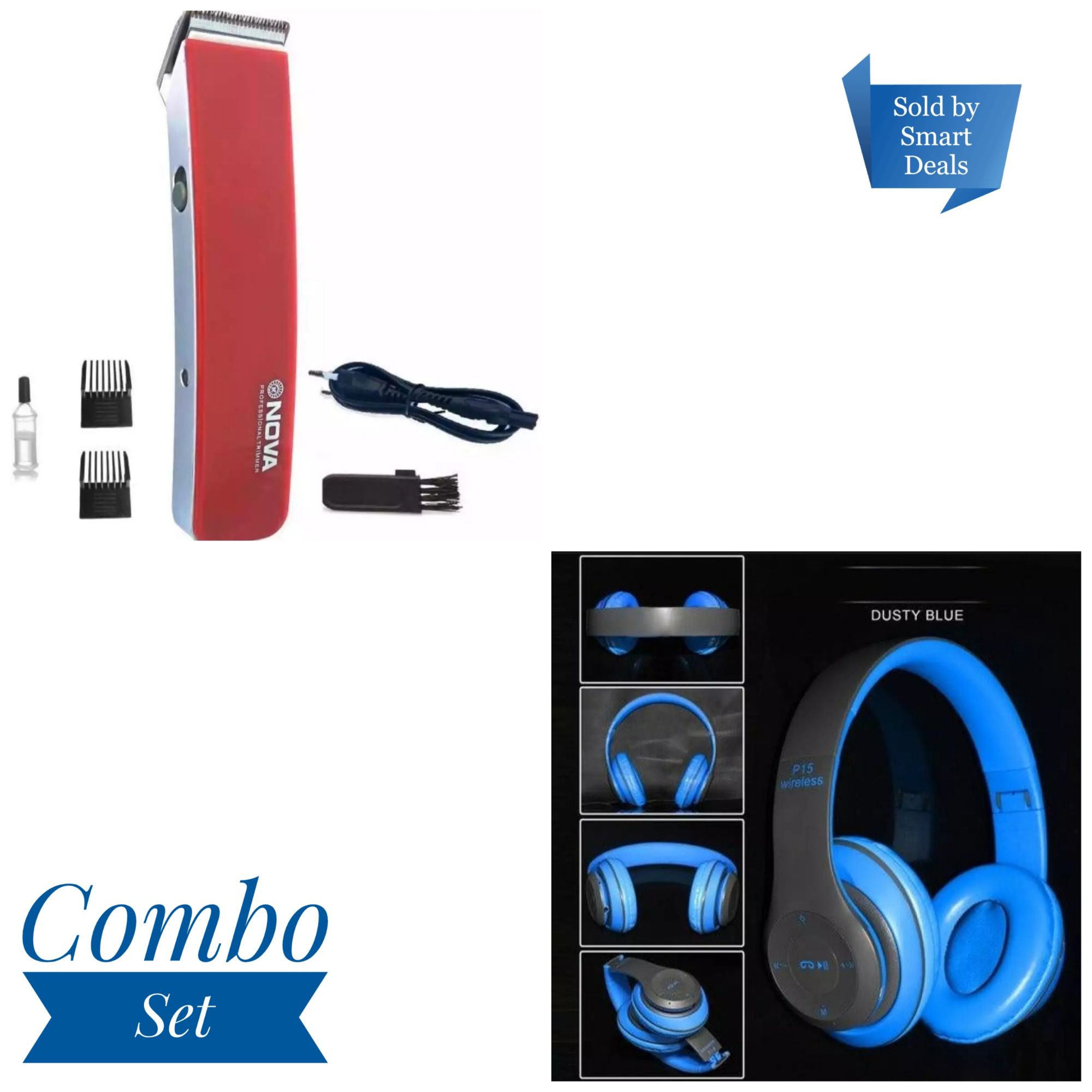 Nova Ns-216 Professional Rechargeable Hair Trimmer And P47 Wireless Headphone Combo Set