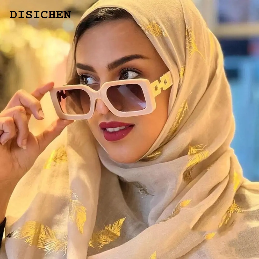DISICHEN Original LNFCXI Retro Square Female Male Top Sunglasses Women Brand Designer Trend Pink Diamond Connecting Frame Legs Sun Glasses Men