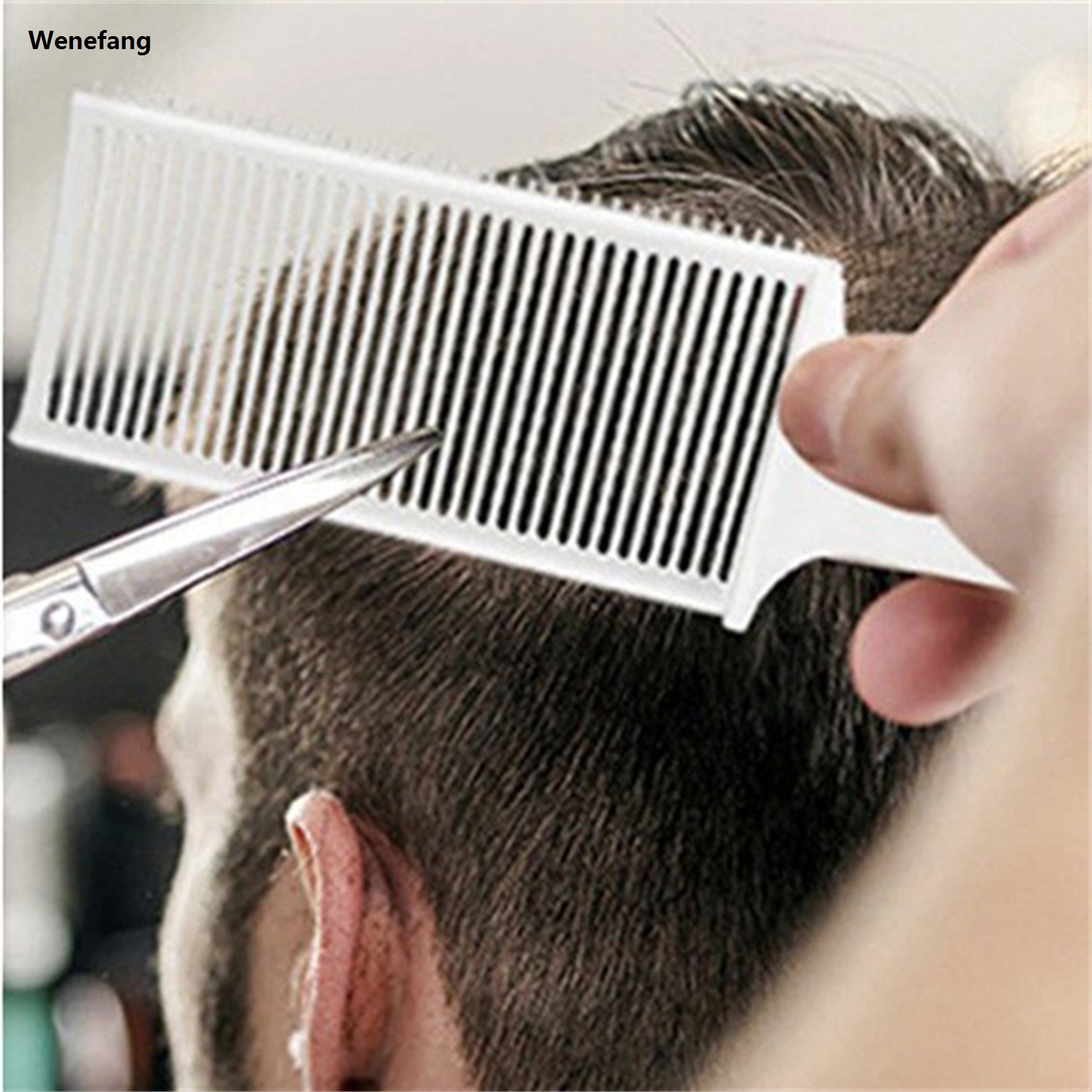 Wenefang 1pc Hair Cutting Aids Plastic Flat Head Push Trimming Comb Men's 2025 Trimming Design Major Flat Comb Dedicated To Hair Salons