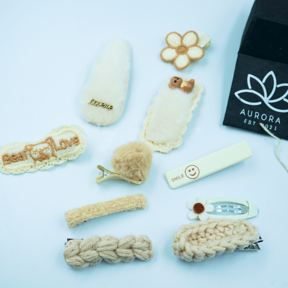 Trending Kids Hair Clips Collection | Brown| Cream Color | 10 pcs in 1 packet |B35