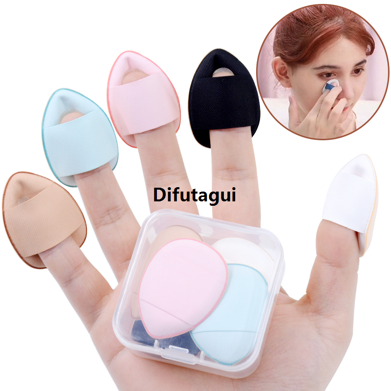 Difutagui 6Pcs Mini Finger Puff Foundation Small Air Cushion Powder Sponge Luxury Face Concealer BB Cream Cosmetic Applicator Makeup Tools
