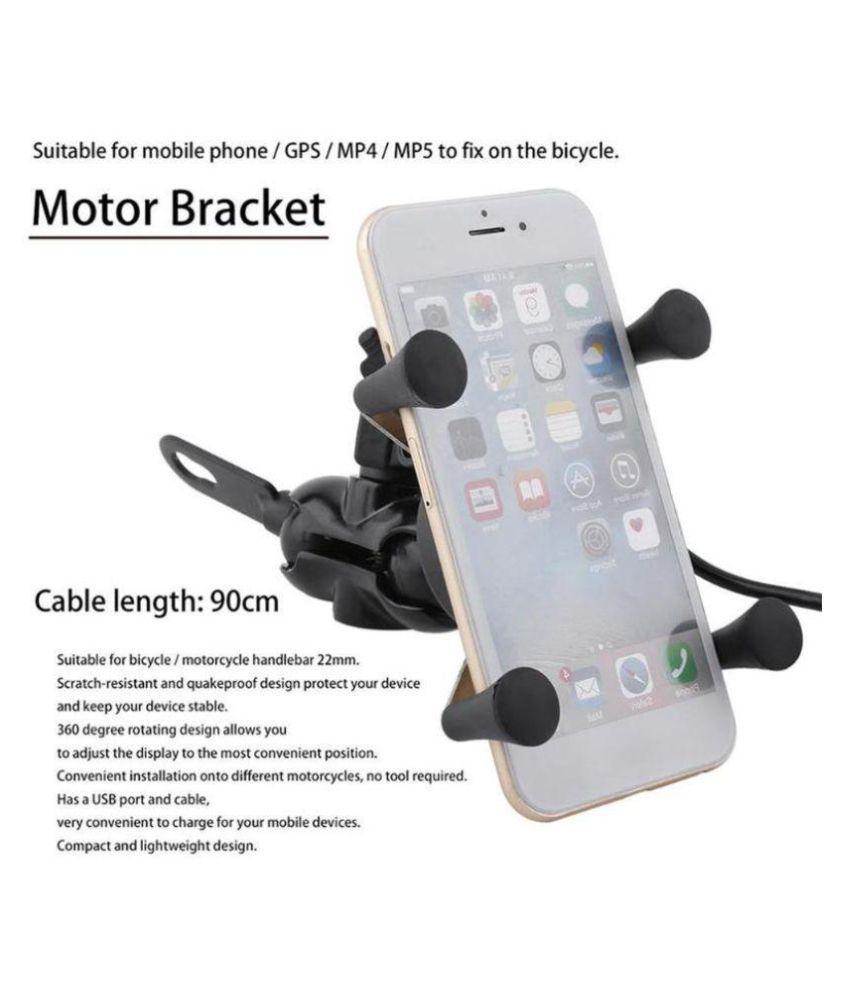 Motorcycle Phone Mount, LESHP Universal X-Grip Clamp Stand Holder for Bike / Bicycle / Motorbike with USB Charger fits android/ios