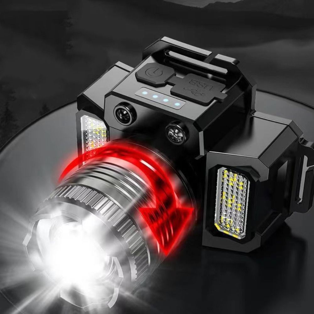 Portable Motion Sensor LED Headlight 5 Modes Adjustable Waterproof Head Lamp Powerful Bright Rechargeable Headlamp Cycling