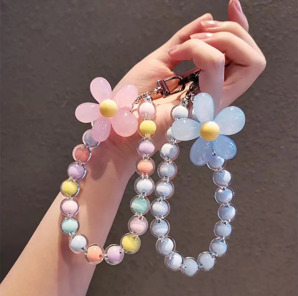 Colorful Macaron Bead Phone Charm & Keychain Lanyard - Anti-Lost Wrist Strap for Women