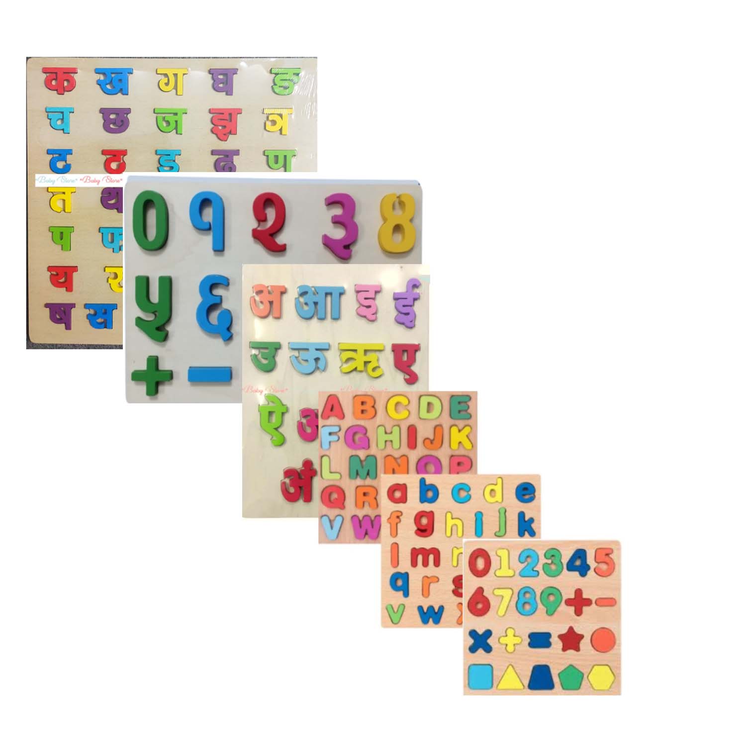 6in1 Nepali English Combo 3D Wooden Alphabets And Number Preschool Montessori Early Education Puzzle Board Nepali Ka Kha Ga EK DUI TIN ABCD 1234 Number For Kids
