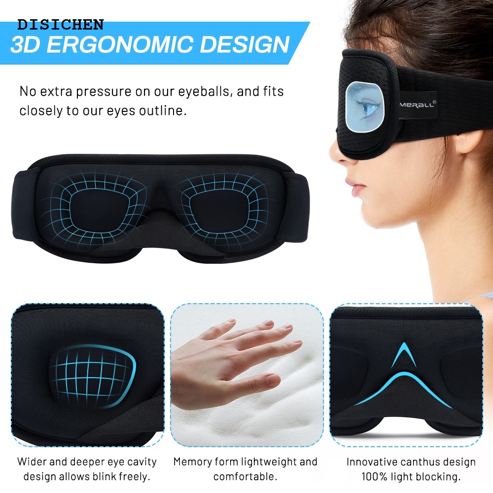 DISICHEN Luxury 3D Sleeping Mask Block Out Light Sleep Mask For Eyes Soft Sleeping Aid Eye Mask for Travel Eyeshade Night Breathable Slaapmasker