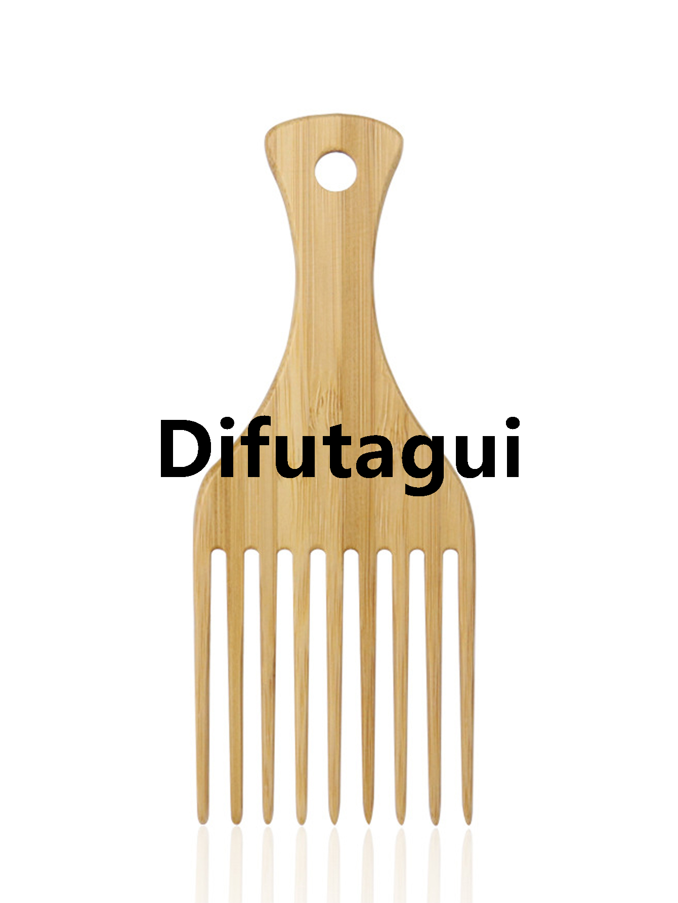 Difutagui Curly hair plugging and pulling, tool hairstyle anti-static, hair comb New wide tooth comb fork natural 1 bamboo wood African style, comb