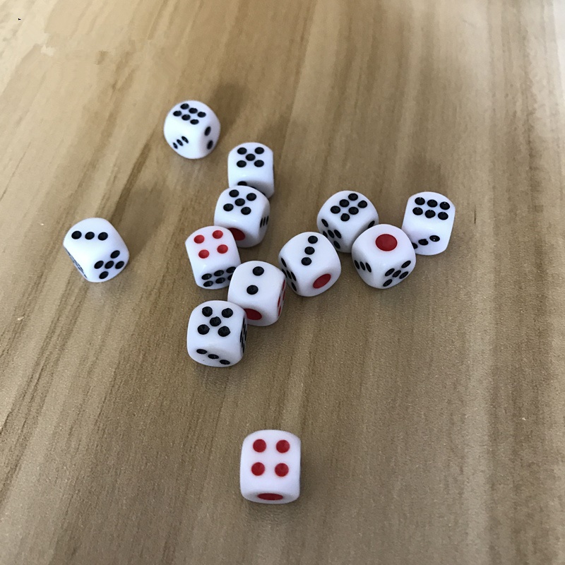 Sutuiying 10pcs/set 10mm/0.39in 12mm/0.47in 16mm/0.63in New Material Acrylic New Hexahedron White Background Red Black Dots Round Corner Dice