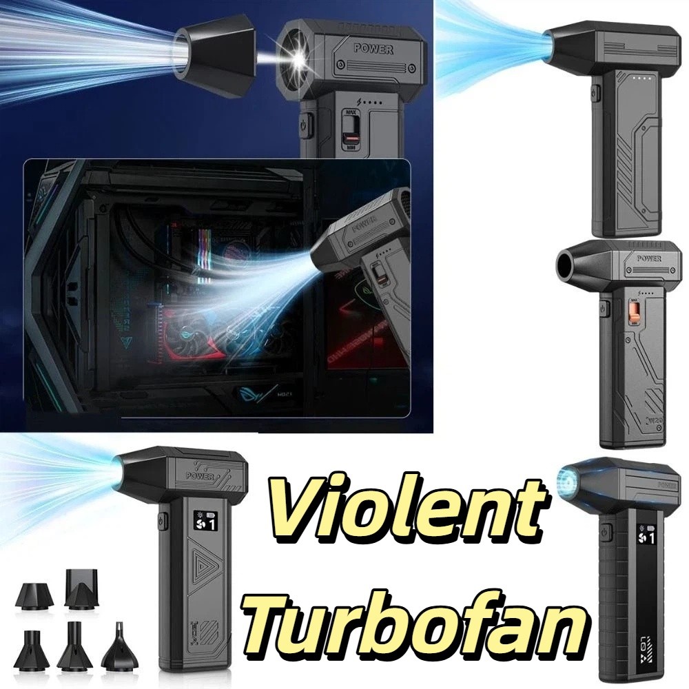 High-Speed 130000RPM Violent Turbofan LED Light Infinite Speed Regulation Violent Fan Cleaning Tool Brushless Motor High-Speed LED Light Fan Portable Use