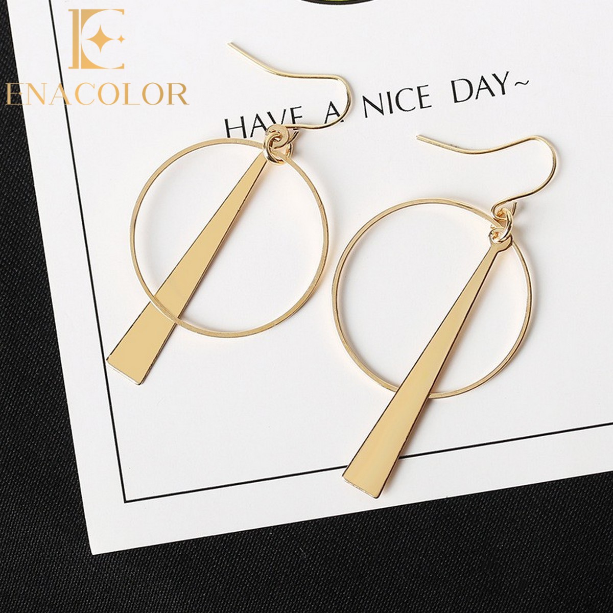 Enacolor Korean Geometric Metal Round Earrings for Girl New