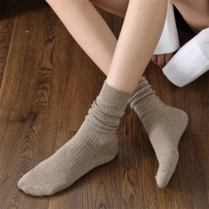 HOT Women's Long Socks High Quality Autumn Winter Warm Thick Middle Tube Candy Color Korean Style Trend Elegant Pile Socks For Women