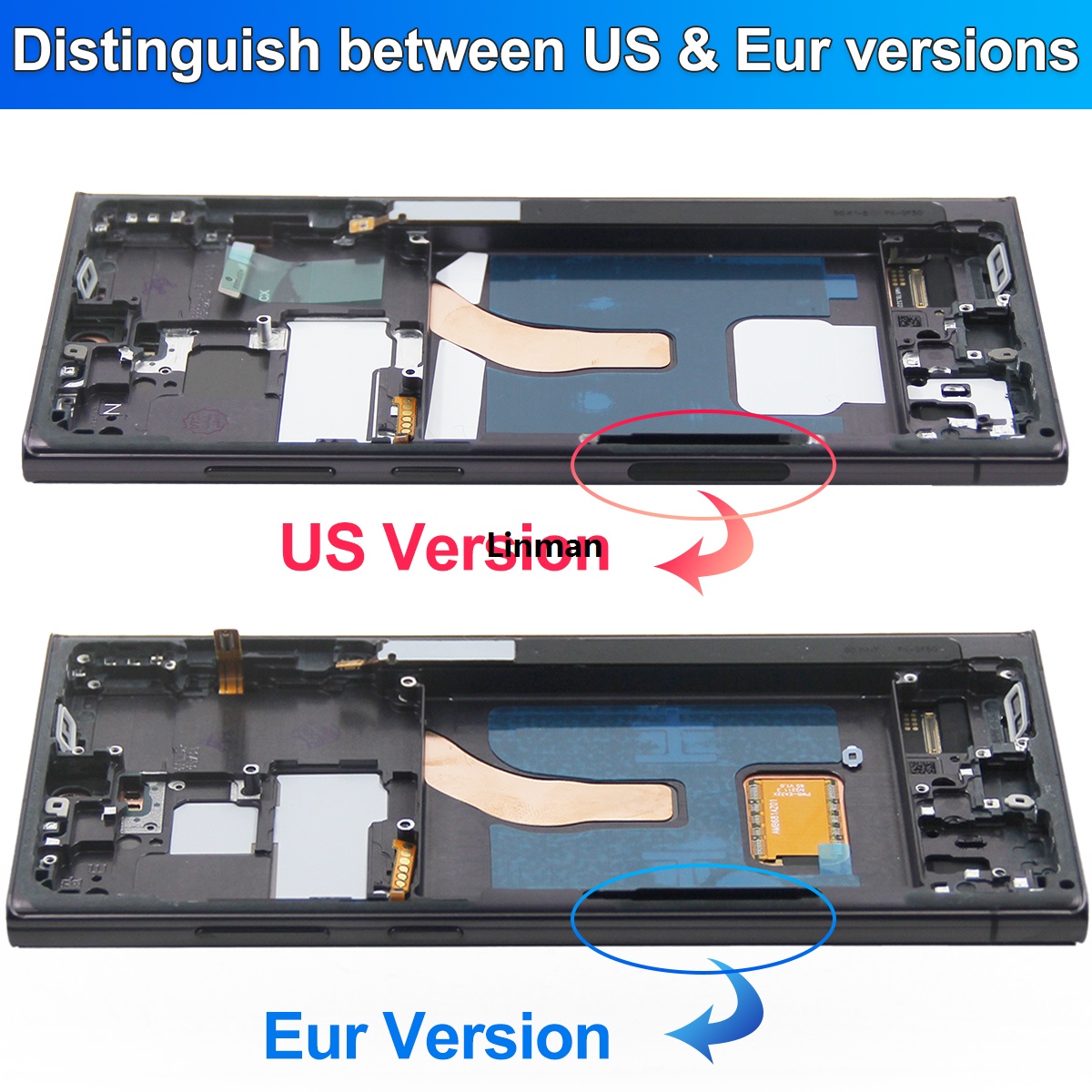 Linman S22 Ultra AMOLED Screen Assembly for Samsung S22 Ultra 5G S9 08B SM-S908B/DS Lcd Display Digital Touch Screen Replacement