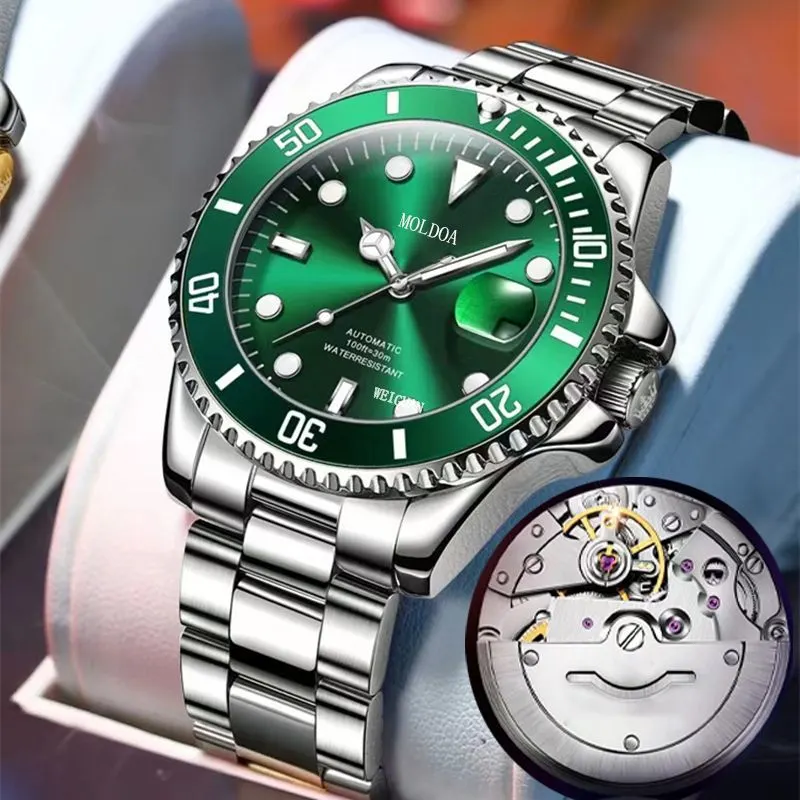 【Quality certifications】Green Water Ghost Fully Automatic Mechanical Tourbillon Watch Trendy Luminous Calendar