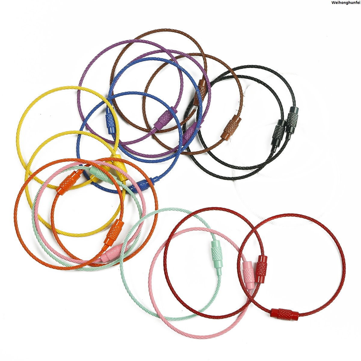 WeihonghunfeiSales promotion 2/10PCS Steel Wire Multi-colored Screw Lock Ring Key for for DIY Jewelry Key Chain Accessories