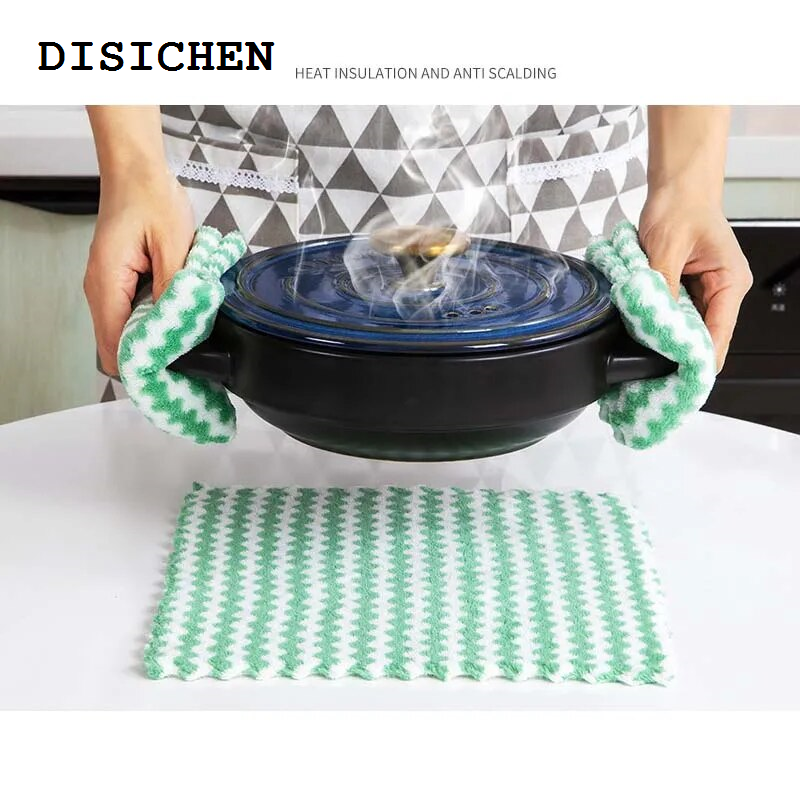 DISICHEN 2025 3/5 piecesThe plate is made of thick coral wool cloth, which is not sticky, absorbent, does not spill, and is scrubbed