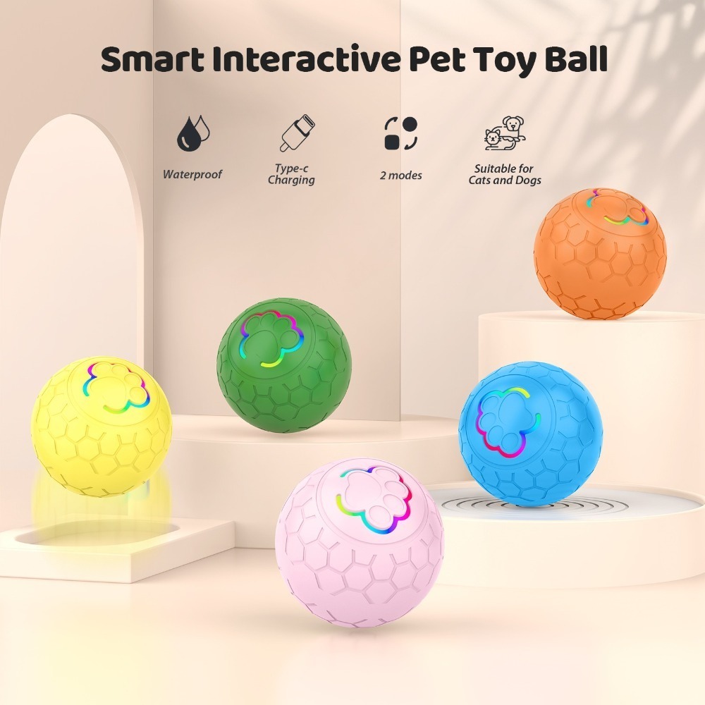 Smart Automatic Bouncing Rechargeable LED Pet Ball with RGB Lights Waterproof Dog Toy Ball USB Pet Toy