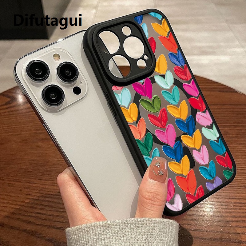 Difutagui Luxury Phone case safe wireless for Mag4 13 1o 15 1 color love magnetic matte case for iPhone 16 Pr2 Pro Max 11 charging hard PC