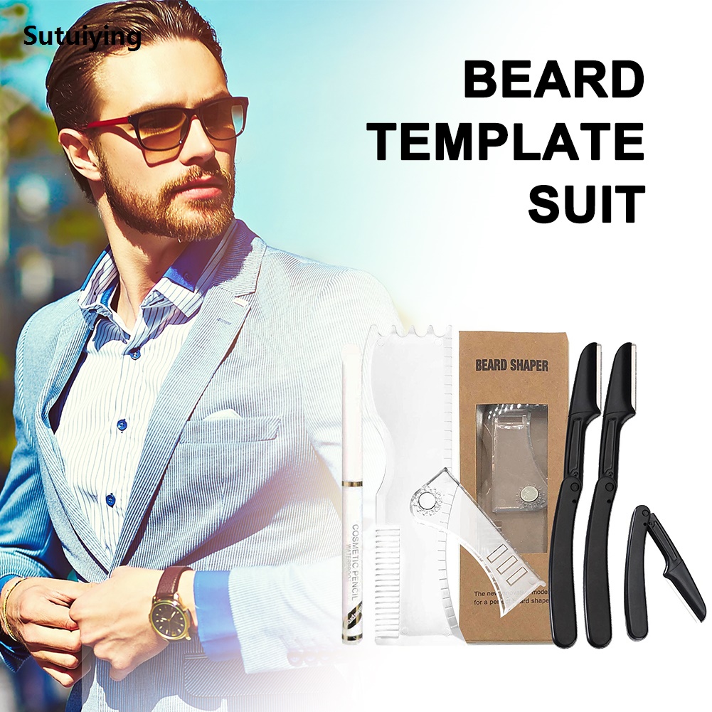 Sutuiying Professional Beard Styling Template Adjustable Beard Shaping Fashion Kits Practical Men Shaving Tool Sets Non-slip Styling Tool