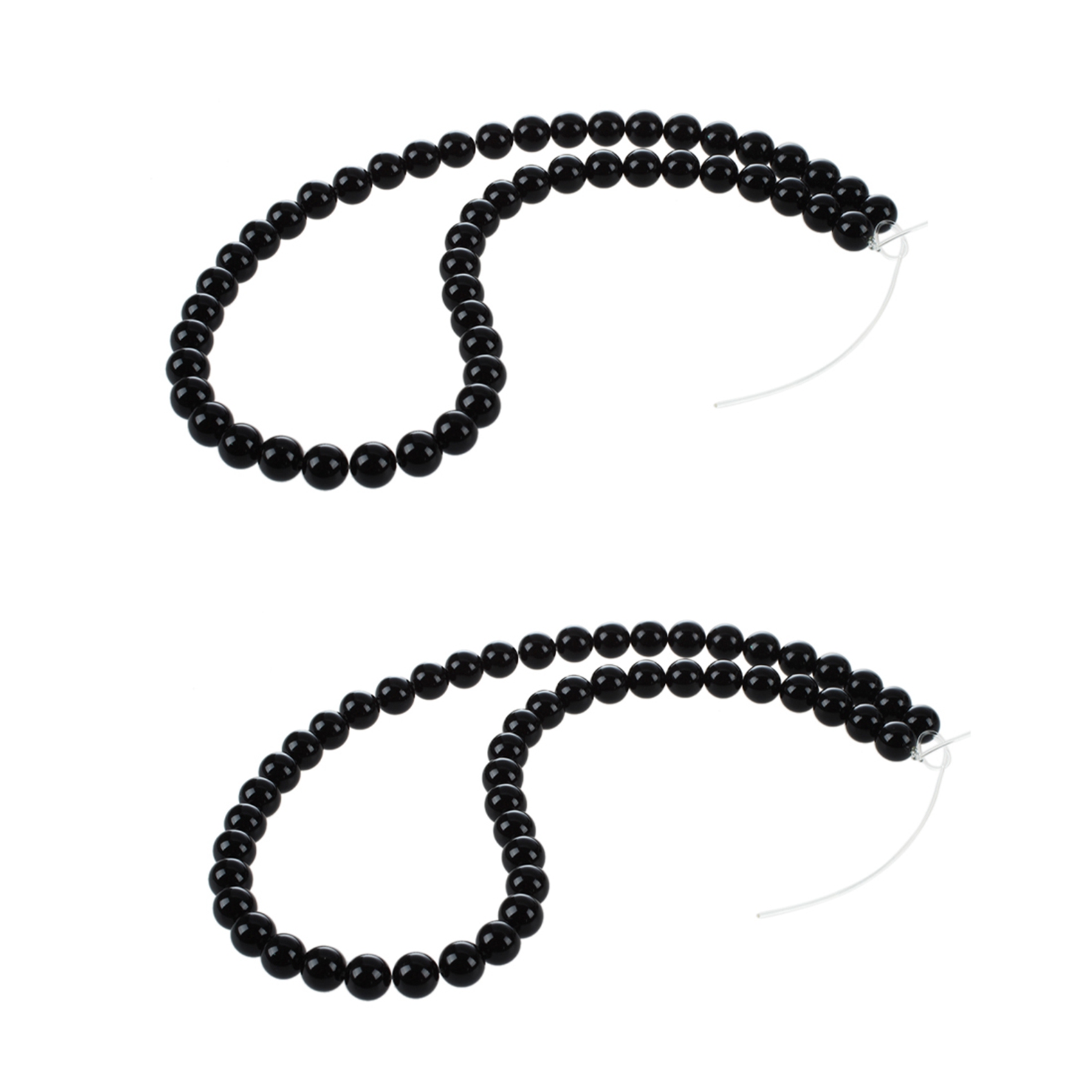 fasdaga 2X Round Black Onyx Precious Loose Beads of Semiprecious Stones 8mm