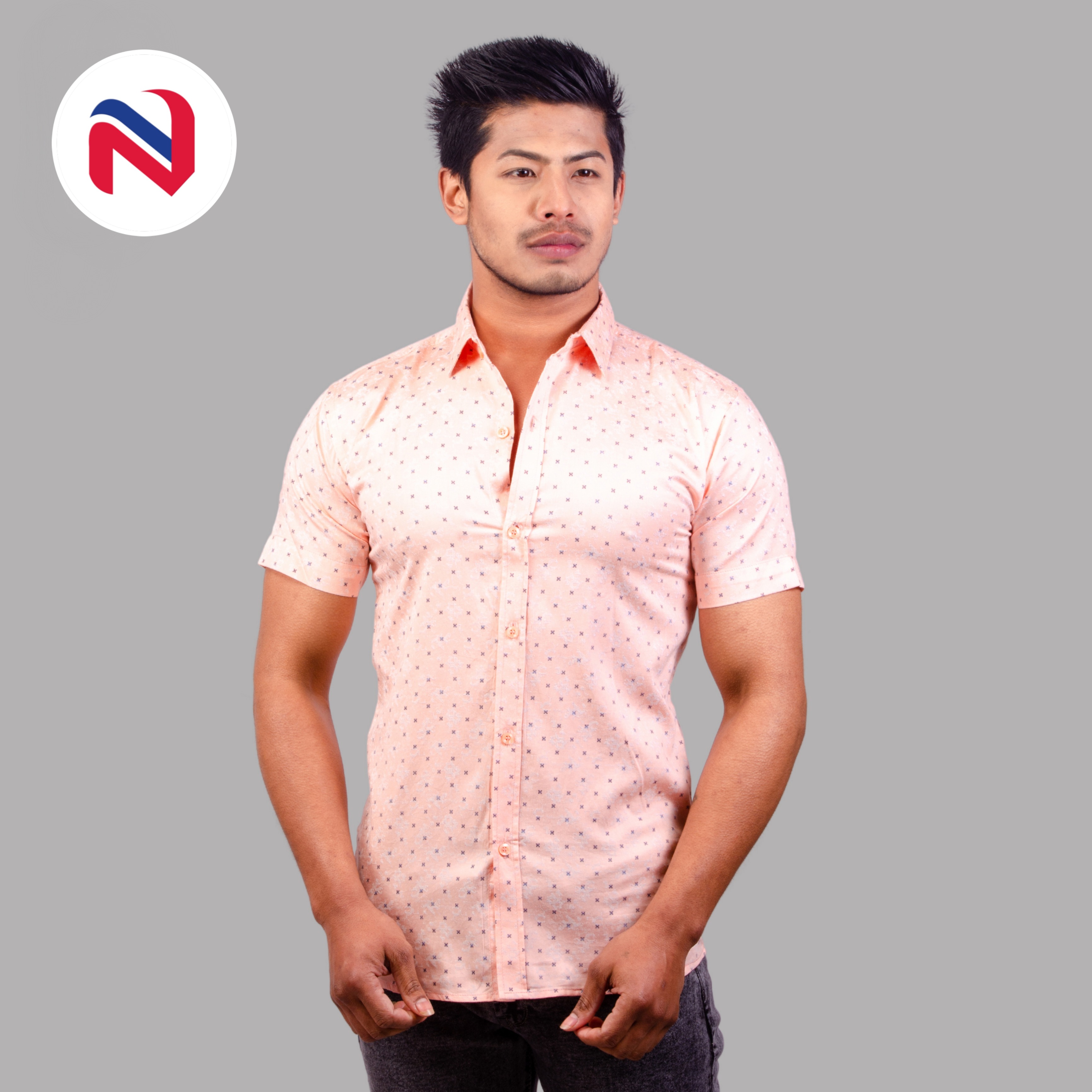 Nyptra Peach Half Sleeves Premium Printed Cotton Shirt For Men - Fashion | Shirts For Men | Casual Shirts | Men's Wear |