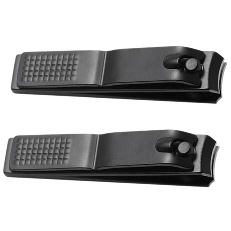fasdaga 2X Black Nail Clippers Stainless Steel Super Nails and Toenails Manicure Tool Flat Nose Nail Clippers S