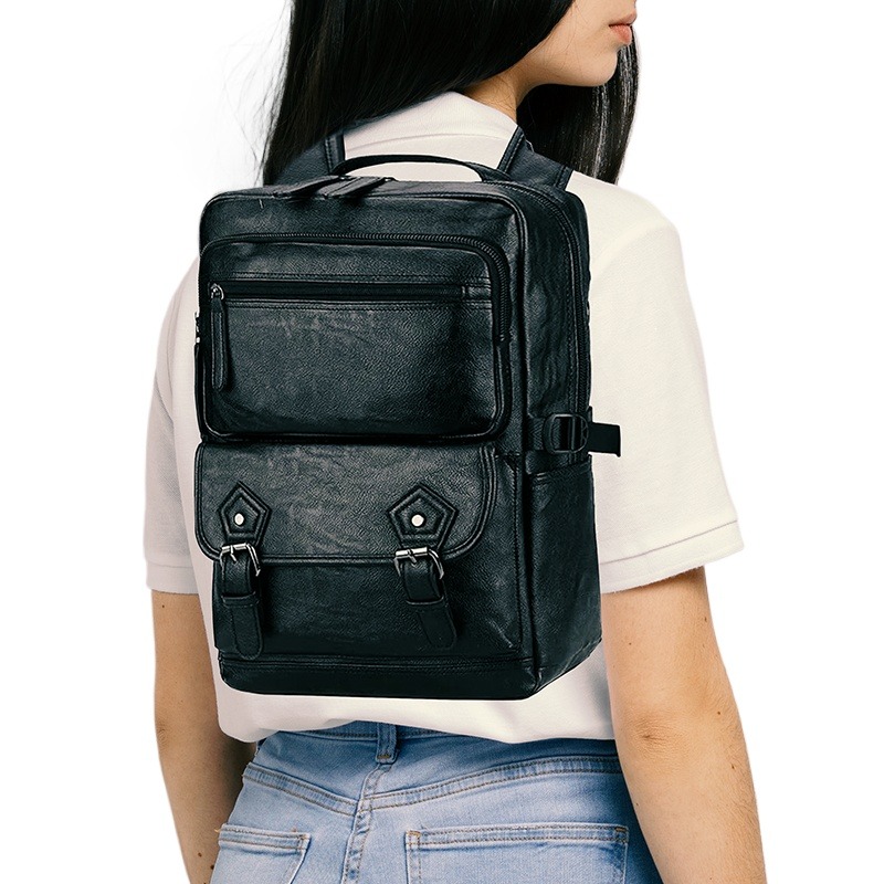 PU Leather Unisex School, College and Laptop Backpack