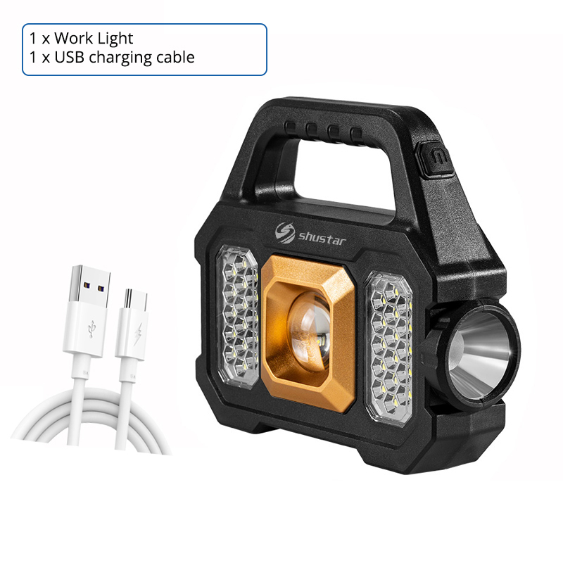 High Power LED Flashlights Rechargeable Camping Work Light Multi Functional Portable Light Solar Charging 6 Lighting Modes