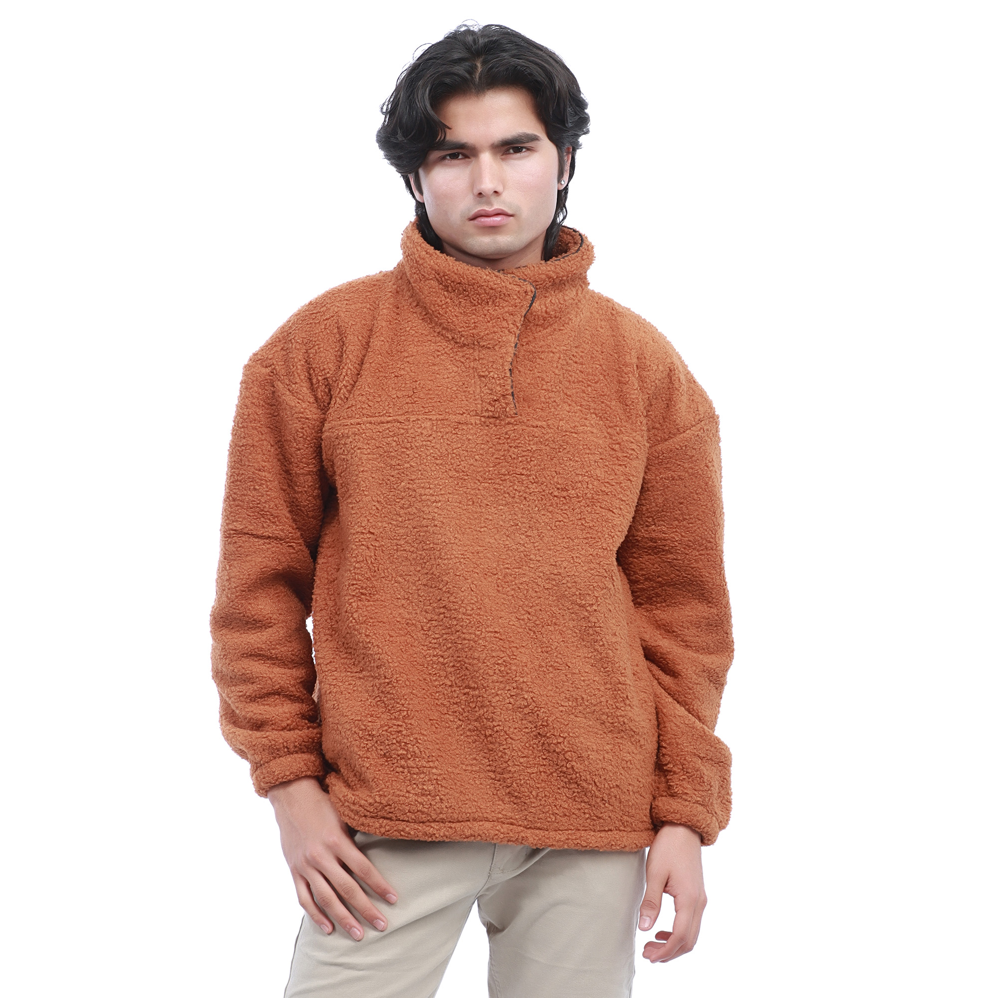 Hills and clouds Men's Comfortable Fur piping Sweatshirt