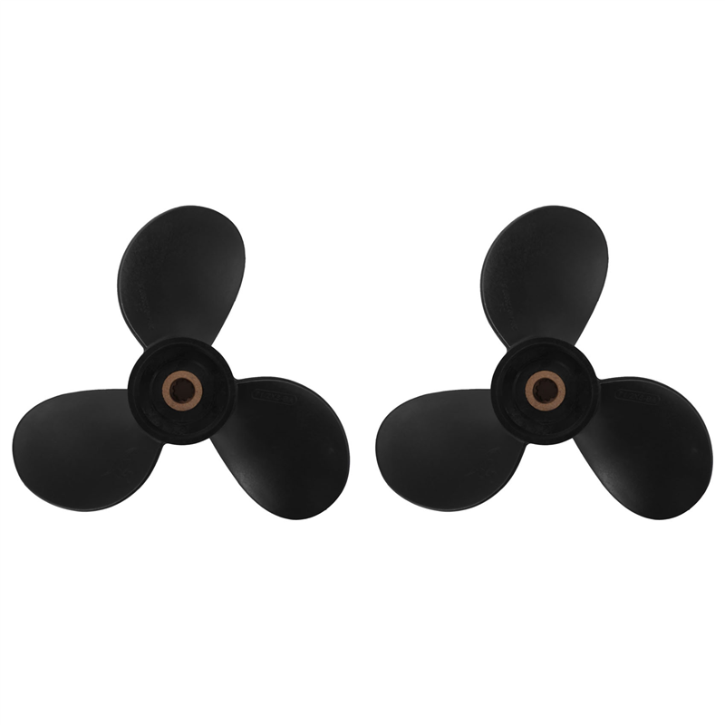 JINMY 2X Outboard Propeller 6E0-45941-01-El 7 1/2X8- for 4Hp-6Hp Plastic Alloy 3 Blade Black 9 Spline Tooth