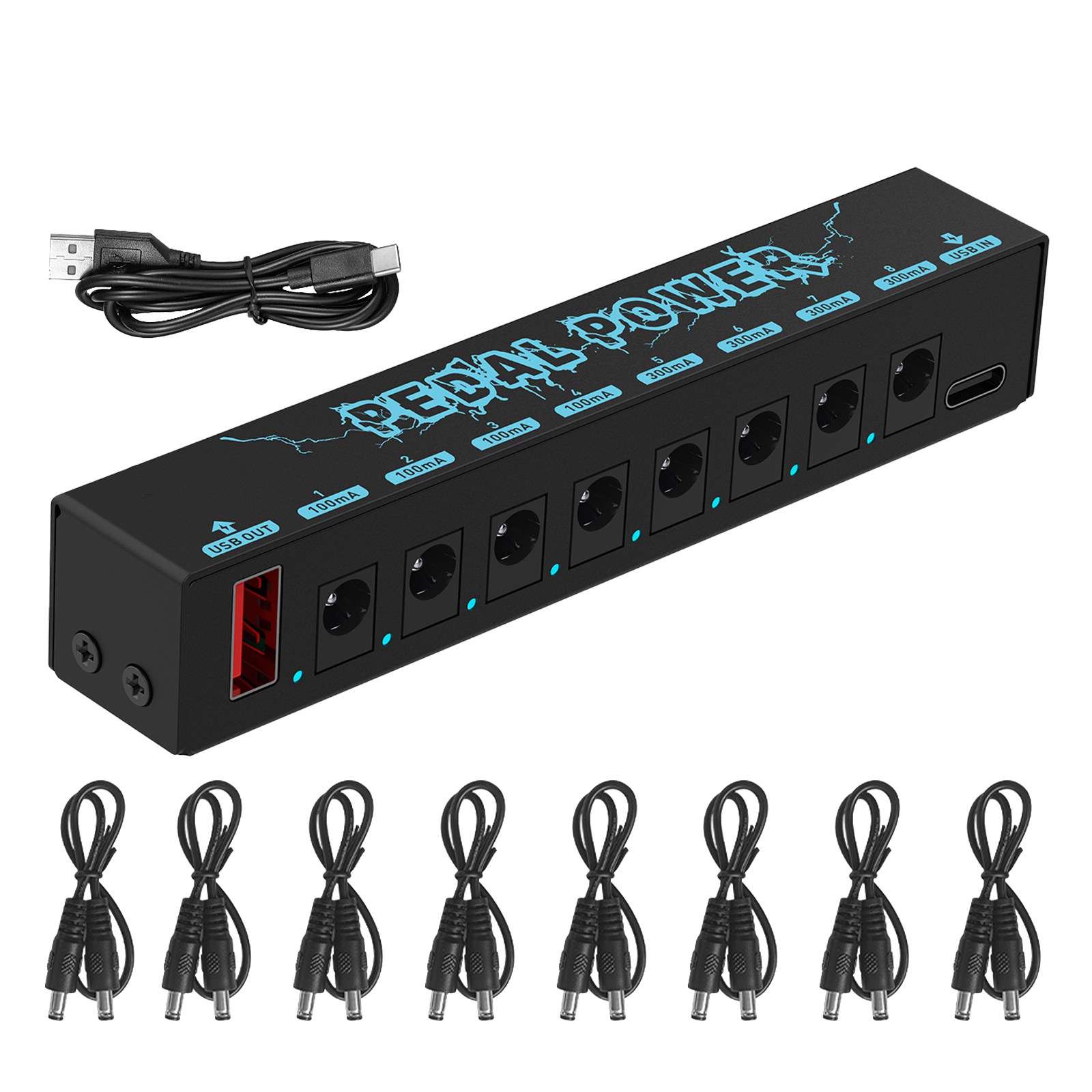 5V Guitar Pedals Supply with 8 Way Outputs Portable Pedalboard Supply Guitars Effect Supply Easy Install Easy to Use