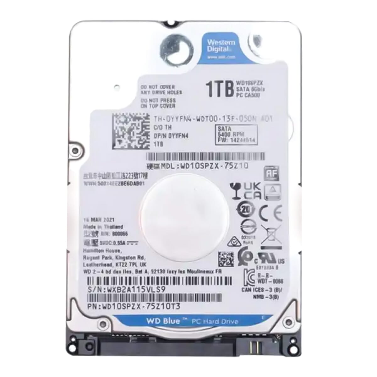 WD Blue, 1TB Laptop Hard Disk WD10SPZX-75Z10