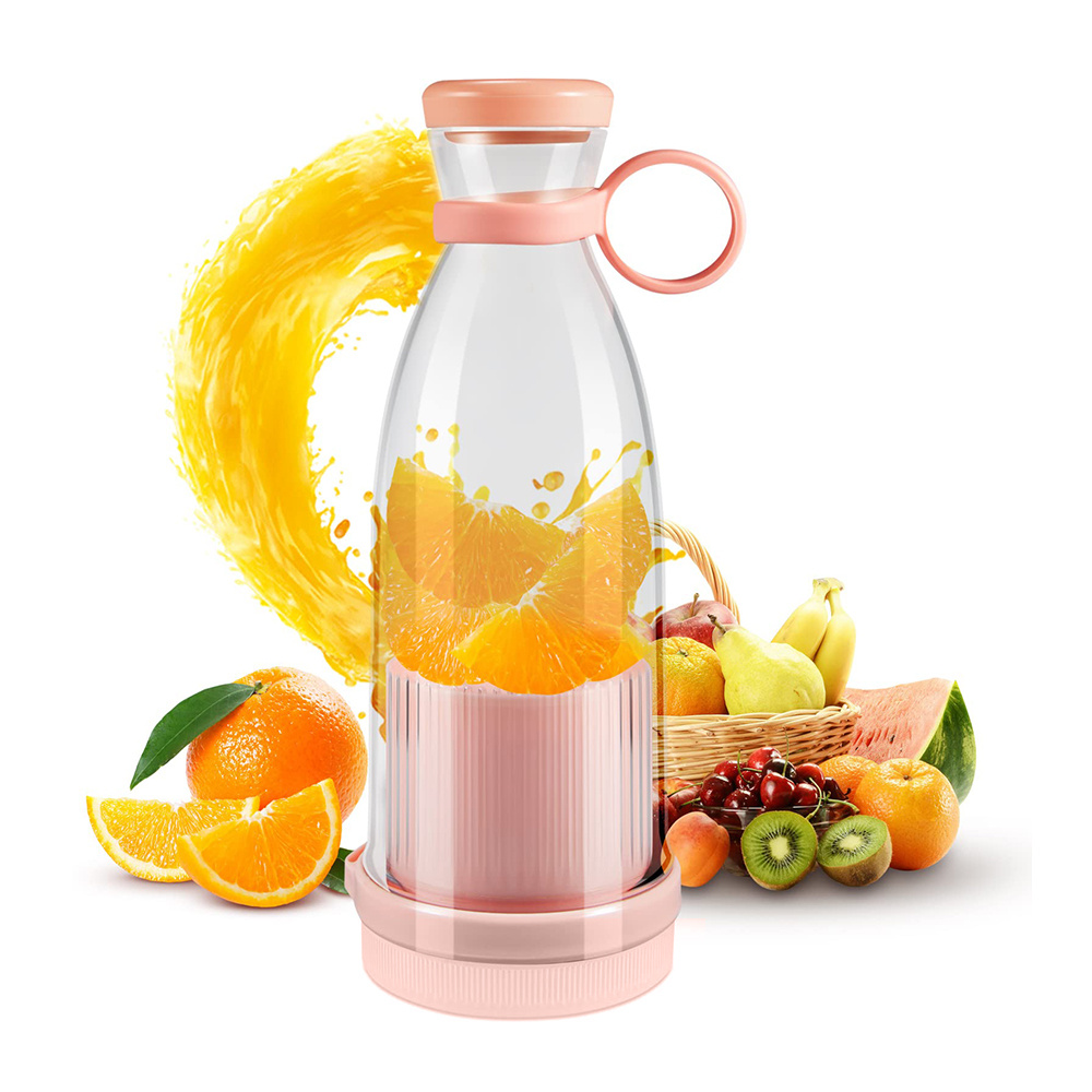 Rechargeable Mini Juice Blender with 4 Blades Bottle Portable Fresh Juicer 420ml- Color May Vary