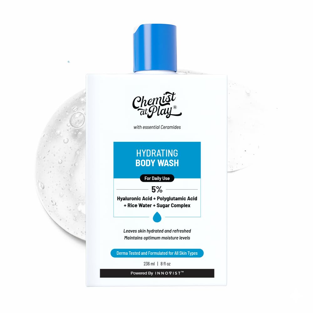 Chemist Play Hydrating Body Wash 236ml | 5% Hyaluronic Acid & Polyglutamic Acid | Intense Hydration for Dry Skin | Reduces Flakes & Itchiness | For Women & Men