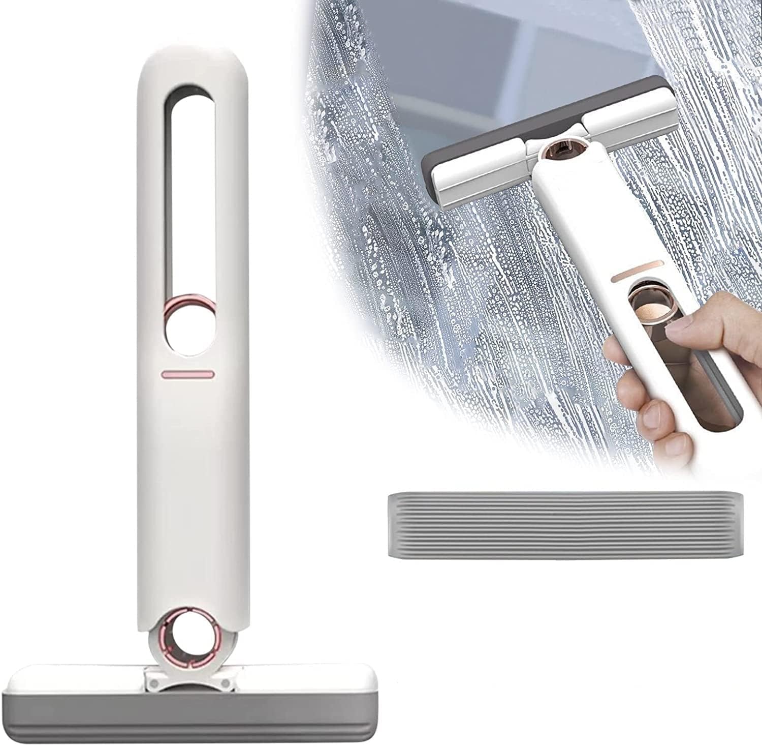 Mini Mop, Portable Self-Squeeze Sponge Mop for Household Cleaning - Bathroom, Kitchen, Tableware, Glass, Desktop | Foldable Powerful Wringer Mop for Window, Car & Floor Cleaning