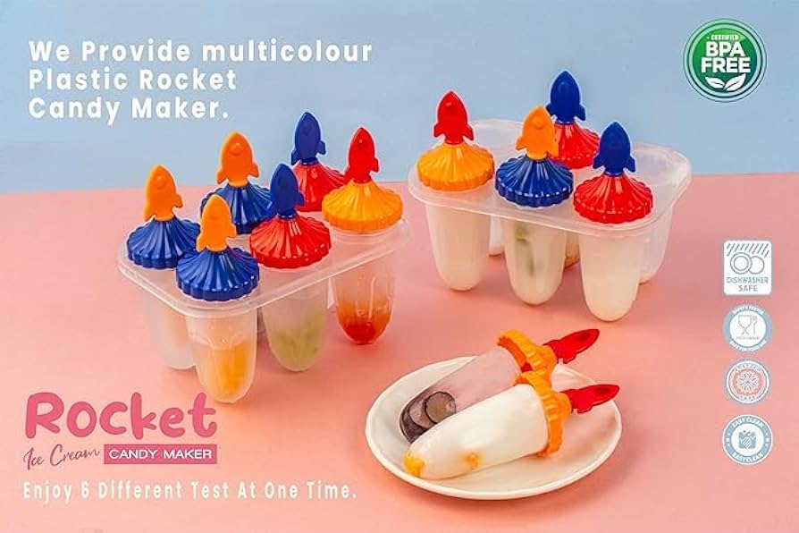 6 Pcs 100% Food Grade Homemade Reusable Ice Popsicle Ice Cream Mould, Popsicle Mould, Ice Cream Moulds for Freezer, Ice Cream Mold, Ice Cream Tray, Kulfi Maker, Ice Cream Mould with Stick