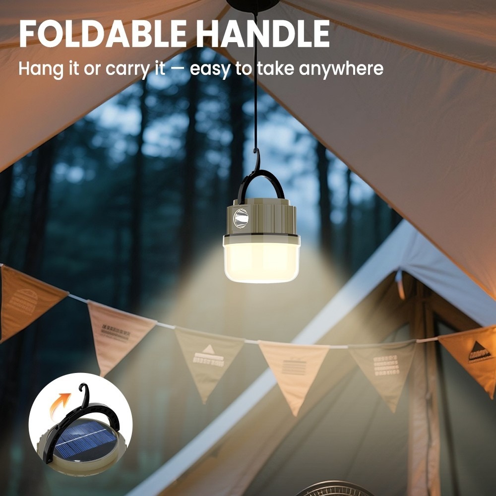 LED Solar Lamp Bulb Outdoor Waterproof Portable Solar Garden Hanging Light Hiking Fishing Emergency Lights