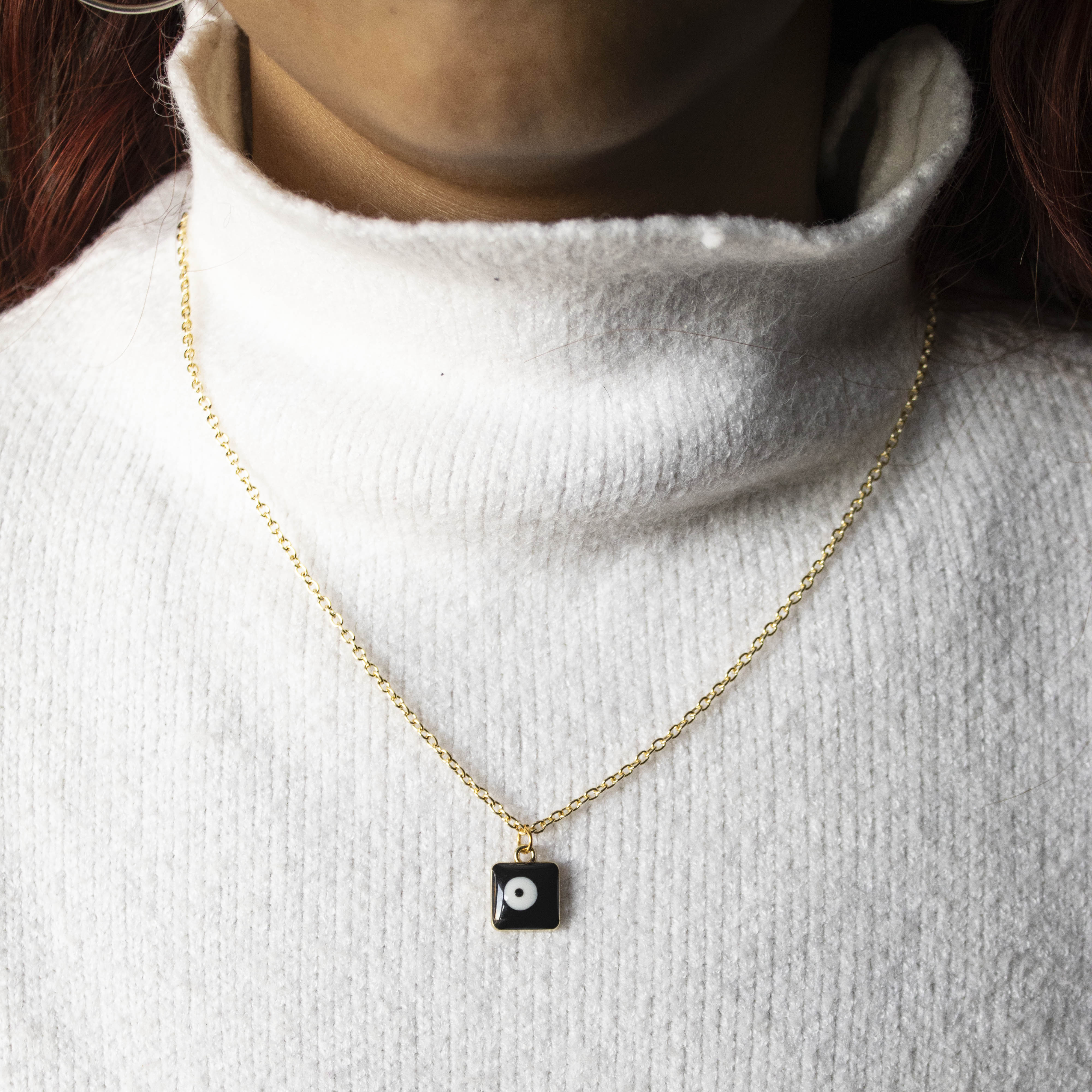 Stylish Steel Eye Design Square Necklace For Females