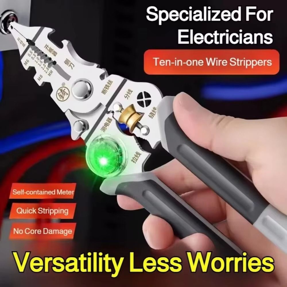Electrical Measuring 10 in Wire Stripper Intelligent Non-slip Wire Stripper Crimper Portable Durable Electricity Measurement Pliers Wire Pulling